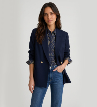 Zweireihiger Blazer aus Cady Bussola in Marineblau