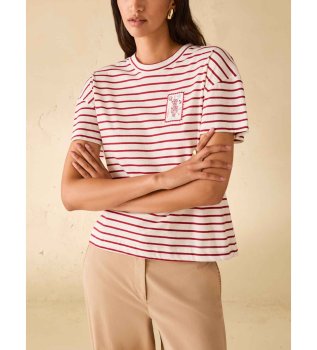 Črtasta majica bela, rdeča