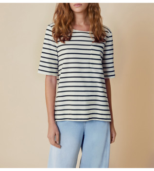 T-shirt Refolo blanc, marine