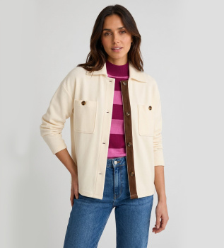 Cordjacke im Hemdenstil Leva Gebrochenes Weiß