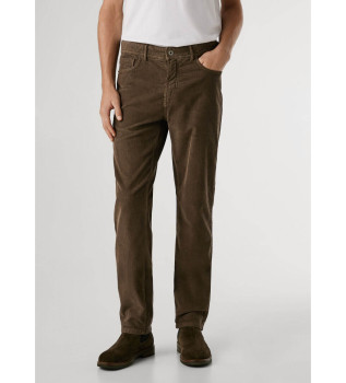 Calas justas de bombazina castanha com 5 bolsos