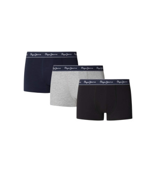 Conjunto 3 Boxers Cinzento slido, preto