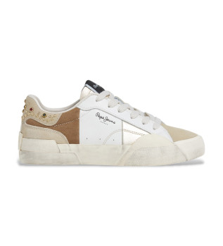 Milan Crystal Leather Sneakers white