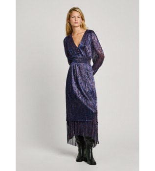 Robe longue Althea noir, bleu