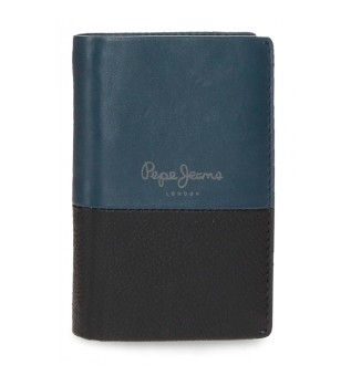 Doppelte vertikale Ledergeldbrse mit Mnzfach Marineblau