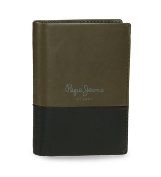 Pasta de couro Dual vertical verde caqui