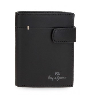 Brieftasche aus Leder mit Klick-Verschluss Schwarz