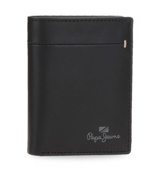 Portemonnaie aus LederHeftklammer vertikal Schwarz