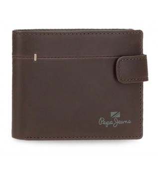 Portafoglio verticale in pelle Brown Staple con chiusura a scatto