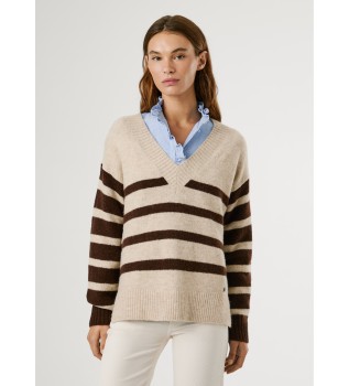 Pull beige  rayures Cecil