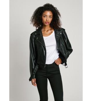 Franka lderjakke sort