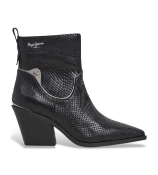 Botas de couro Gina Snake Preto