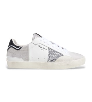 Chaussures en cuir Lane blanc, argent