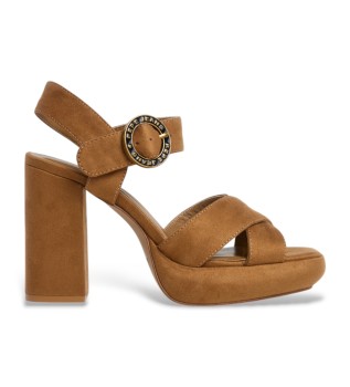 Sandali marroni con logo Lenny