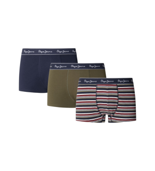 Set 3 London Boxer  rayures vert, marine