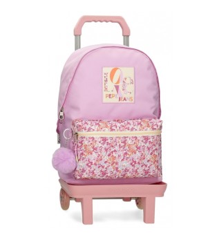 Sandra rugzak 42 cm met trolley roze