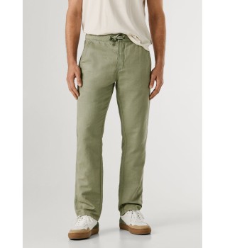 Cal�as de linho Pull On Comfort Chino verde