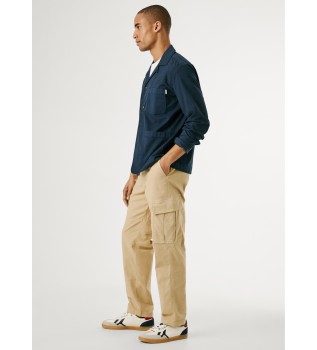 Calça Regular Cargo Canvas bege