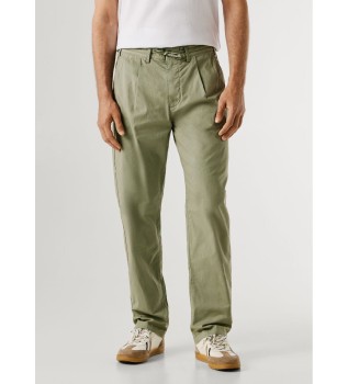 Cal�as de popelina largas e descontra�das verdes