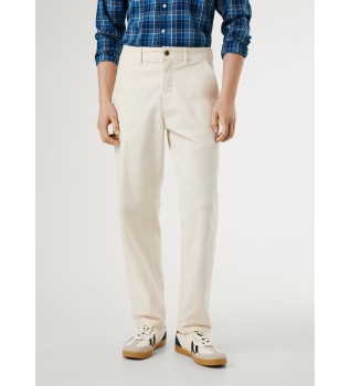 Pantalon de charpentier dcontract  jambe large blanc cass