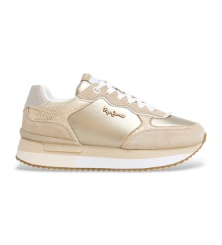 Sneakers in pelle Rusper Shine beige, oro