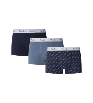 Set di 3 boxer con logo blu, blu navy