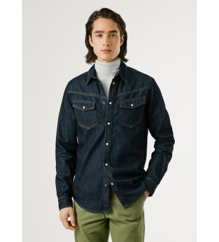 Camicia Western Rinse blu marino
