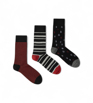 Confezione da 3 paia di calzini neri a forma di albero di Natale