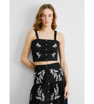 Earby cotton poplin top black