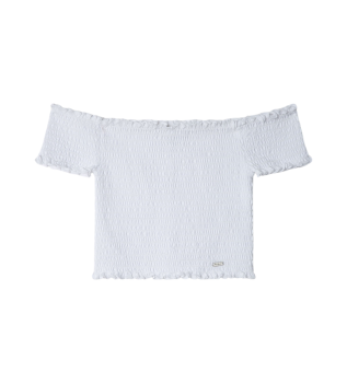 Top in white cotton jersey with ruffled ruffles Marian
