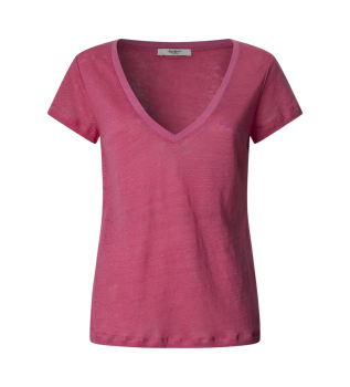 Megan - T-shirt  manches courtes et col en V - rose