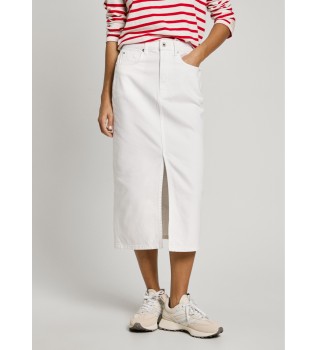 Spódnica midi z białego, nierozciągliwego dżinsu