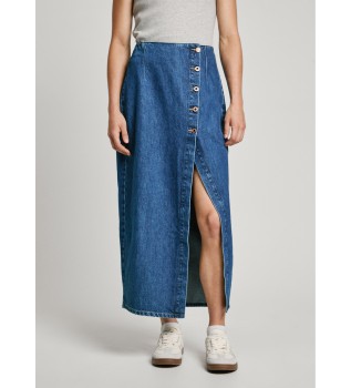 Jupe midi en denim bleu non extensible
