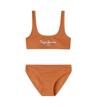 Bikini aus leichtem und dehnbarem orangefarbenem Stoff