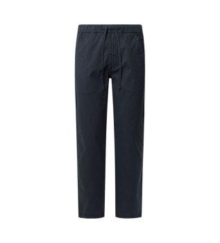 Calças chino em tecido de popelina elástica azul-marinho