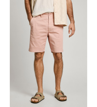 Lyserøde chino-shorts i twillstof med stretch