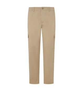 Pantalon cargo slim en serg beige