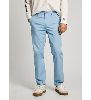 Blue cotton poplin chino trousers