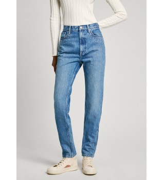 Jeans Slim Uhw Sparkle blauw