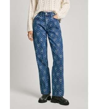 Jeans Straight Hw Jacquard bl