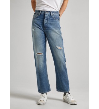 Jeans Straight Uhw blå