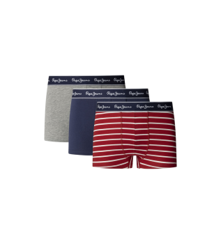 Conjunto de 3 boxers em tecido jersey de algod�o el�stico multicolorido