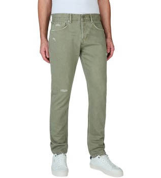 Jeans Tapered Clr Distressed verde