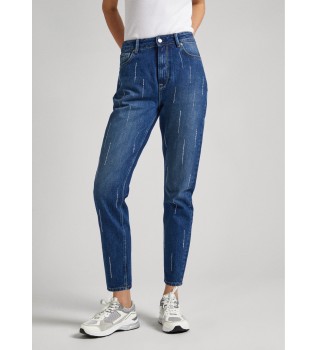 Jeans Tapered Uhw Sparkle blå
