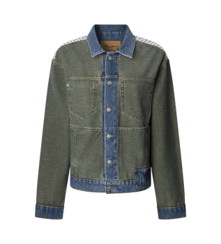 Cazadora Reversible En Tejido Denim verde, azul