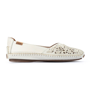 Jerez white leather ballet flats