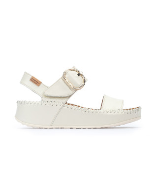 Marina beli usnjeni sandali na platformi