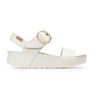 Witte leren sandalen Marina - Spronghoogte 5cm