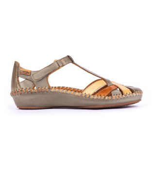 Sandalias de Piel P.Vallarta verde gris�ceo