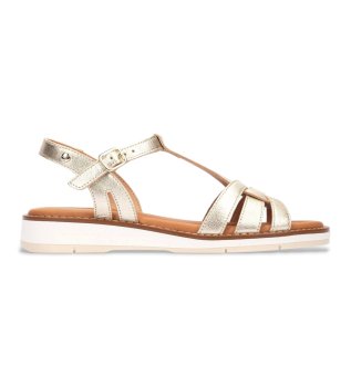 Golden Roquetas Leather Sandals
